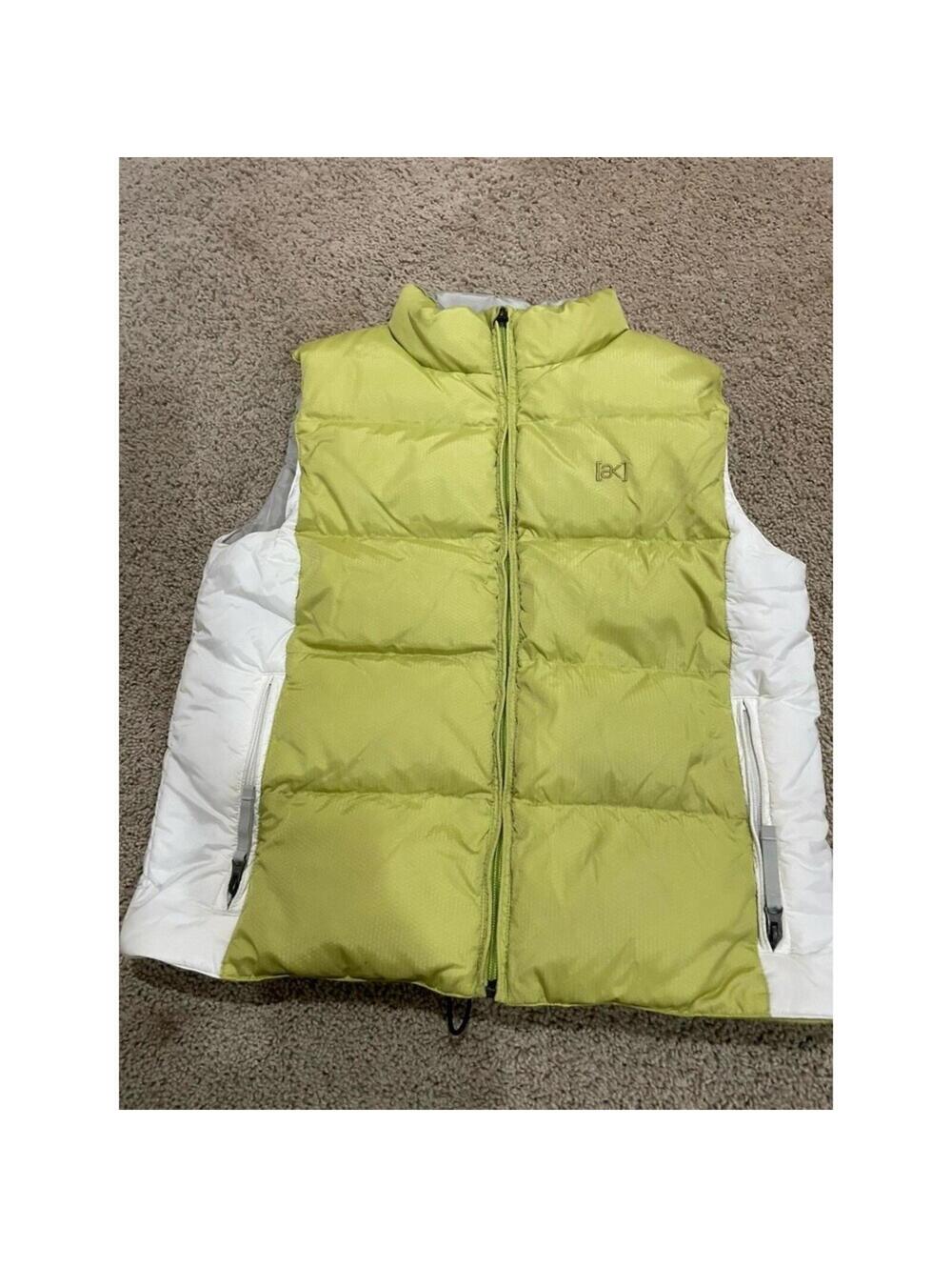 Women’s Burton Ak Puffer Vest Down Green White M Medium Full Zip